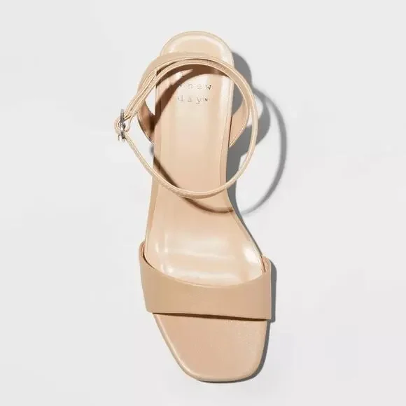 Shannon Heels Memory Foam Insole Ankle Strap Block Heel Open Toe Sandals 7W - Picture 3 of 4